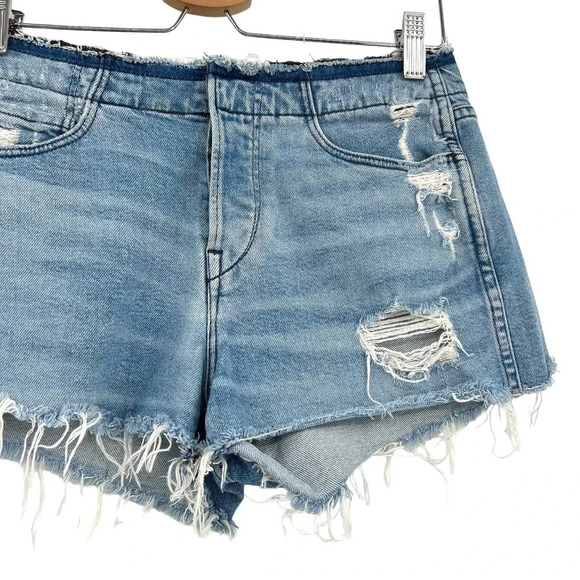 3x1 Stripped Shelter Shorts Medium Wash Distressed Cotton Denim Blue‎ Size 25 - Picture 4 of 10